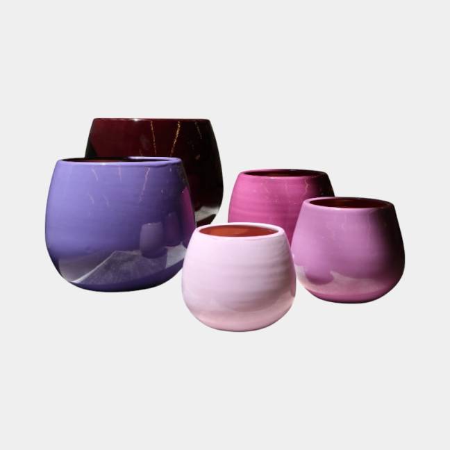 Pot en terre cuite rond et large en forme de U Cancale Ultra Violet