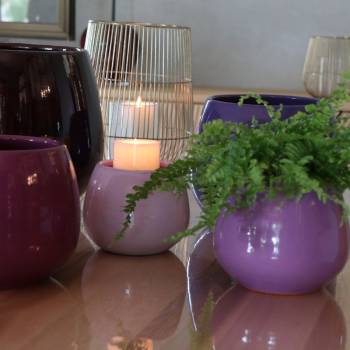 Pot en terre cuite rond et large en forme de U Cancale Ultra Violet